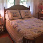 Waipio Wayside, Moon Room, Bed nightstand with mirror and small bookshelf